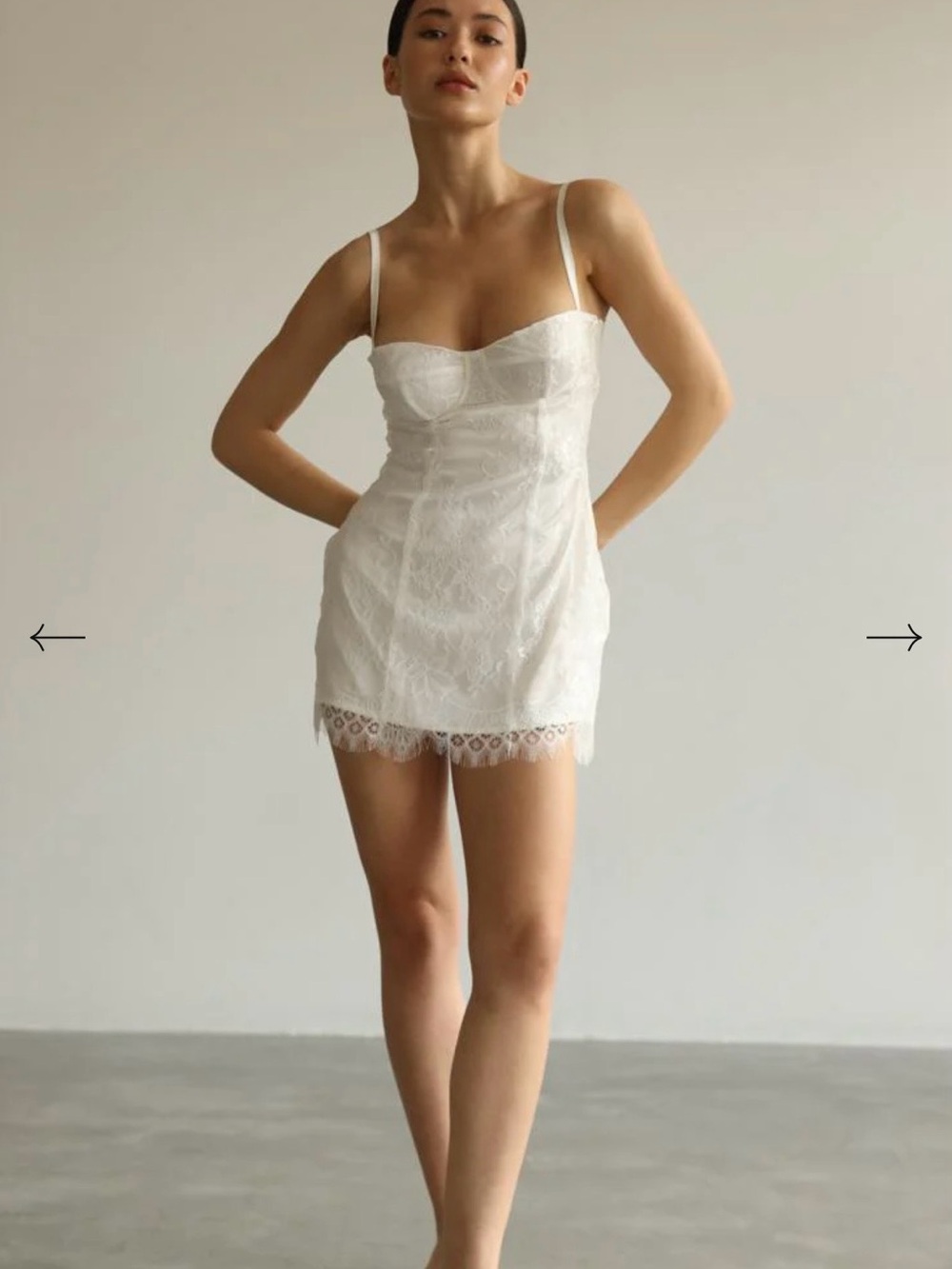 White Lace Slip Dress with Spaghetti Straps